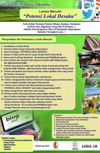 Daftar Lomba Menulis Potensi Lokal Desaku